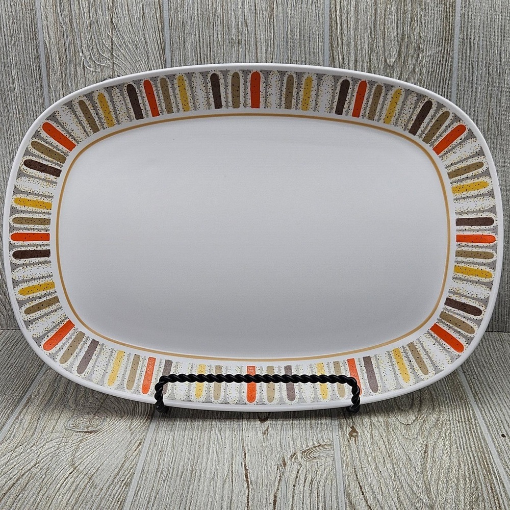 Noritake Progression China Mardi Gras 9019 Oval Serving Platter MCM Japan 13.5in